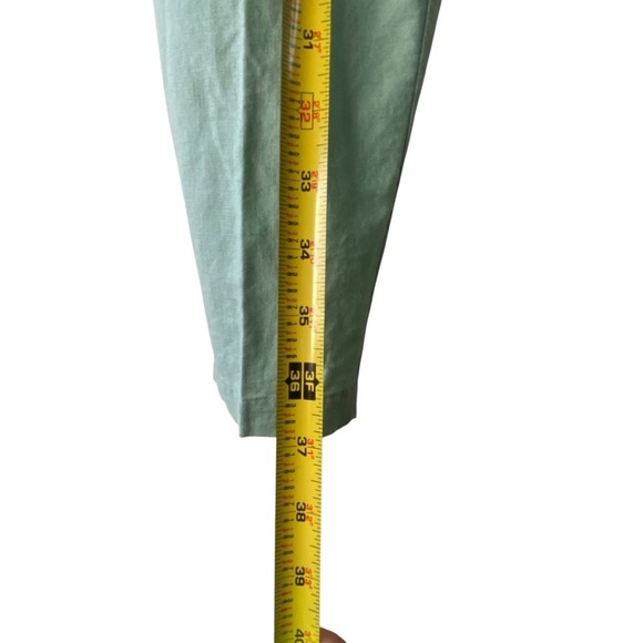 Vintage Contempo Casuals Pleated High Rise Mint Green Linen Cotton Trouser Pants - Picture 7 of 11